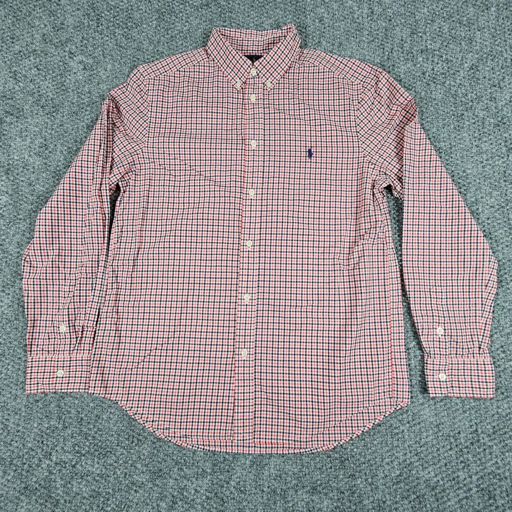 Ralph Lauren Boys XL 18-20 Red Black‎ Plaid Long Sleeve Button Down Shirt